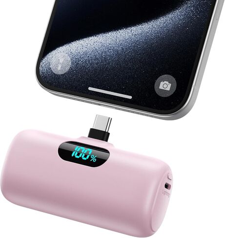 Mini Portable Charger USB C Power Bank,Upgraded 5000mAh PD Fast Charging Battery Pack Built-in USB-C Connector Travel Essential for iPhone17/17Pro/17Pro Max/Air/16 Plus/16Pro Max/15 Series,Android in Saudi Arabia