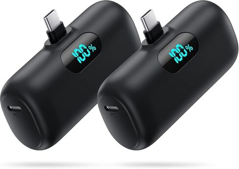 Mini Portable Charger USB C Power Bank,Upgraded 5000mAh PD Fast Charging Battery Pack Built-in USB-C Connector Travel Essential for iPhone17/17Pro/17Pro Max/Air/16 Plus/16Pro Max/15 Series,Android in Saudi Arabia