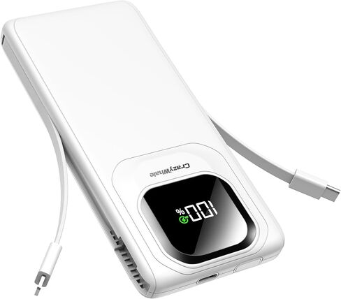 Portable Charger with Built-in Cables,22.5W Super Fast Charging Power Bank Slim Phone Charger,10000mAh Travel Battery Pack Battery Bank with Smart LED Display for iPhone, Android & USB-C in Saudi Arabia