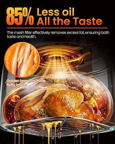 20L Black Glass Air Fryer Oven, Halogen Infrared Convection Countertop Cooker, Large Capacity Healthy Air Fryer for Fries, Chicken and More in Saudi Arabia