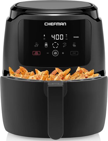 Chefman Digital Air Fryer, Large 5 Qt Family Size, One Touch Digital Control Presets, French Fries, Chicken, Meat, Fish, Nonstick Dishwasher-Safe Parts, Automatic Shutoff, Black in Saudi Arabia