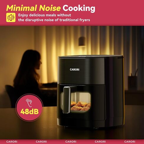 CARORI 6 Qt Dual Heat Air Fryer with Viewing Window, 14 Presets, 1700W, No-Flip Top and Bottom Heating, 392°F Max, Nonstick Dishwasher-Safe Basket, Black in Saudi Arabia