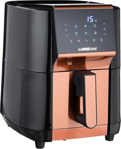 GoWISE USA 7-Quart Air Fryer & Dehydrator - with Ergonomic Touchscreen Display with Stackable Dehydrating Racks with Preheat & Broil Functions + 100 Recipes (Black/Stainless Steel) in Saudi Arabia