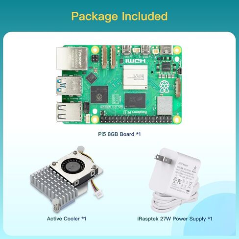 iRasptek Basic Starter Kit for Raspberry Pi 5 4GB RAM -Includes 4GB Board, 27W PD Power Supply and Active Cooler in Saudi Arabia