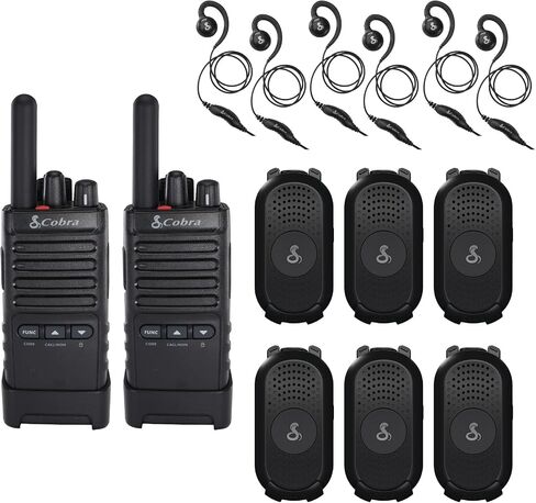 Cobra Business Radio Bundle – 8 Professional Walkie Talkies (6 PX280, 2 PX650) + 6 Headsets - Compact Long-Range Two-Way Radios, Dock Chargers, IP54 Durable, Rechargeable in Saudi Arabia