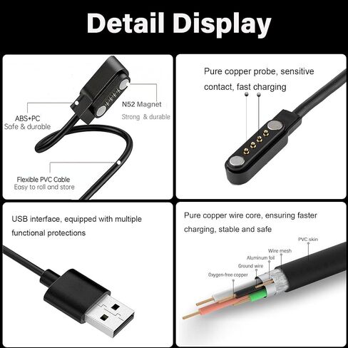 2-Pack Compatible for XTeink X3 eReader eBook Reader Charger Magnitic USB Charging Cables in Saudi Arabia