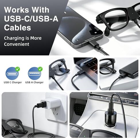 2Pack Charging Adapter Cable with USB C&A for Ray Ban Meta Glasses Charger in Saudi Arabia