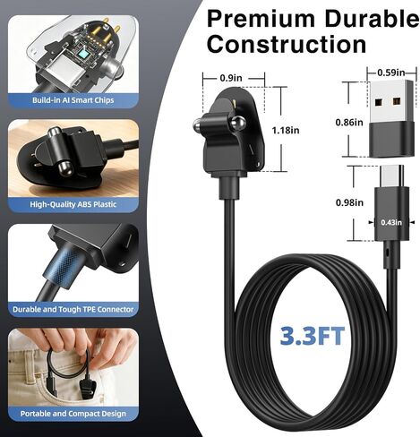 2Pack Charging Adapter Cable with USB C&A for Ray Ban Meta Glasses Charger in Saudi Arabia