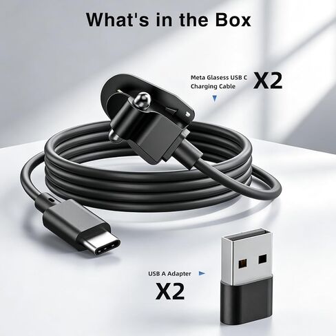 2Pack Charging Adapter Cable with USB C&A for Ray Ban Meta Glasses Charger in Saudi Arabia