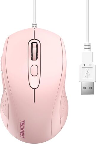 TECKNET USB-A Wired Mouse for Laptop Computer with 2-Button,Home and Office 5FT Corded Mouse, 1600DPI Ergo-Optic Shape PC Mouse Wired for Chromebook,PC,Desktop,Notebook-Black in Saudi Arabia