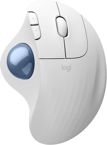 ماوس كرة التتبع اللاسلكي Logitech Ergo M575S، ماوس لاسلكي مريح مع بلوتوث ودونجل مشفر، تحكم مريح بالإبهام للكمبيوتر/Mac - كرة زرقاء الجرافيت (متجددة) in Saudi Arabia