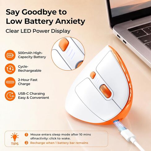 Uineer Ergonomic Vertical Mouse, Tri-Mode Wireless, Rechargeable, 4 DPI in Saudi Arabia