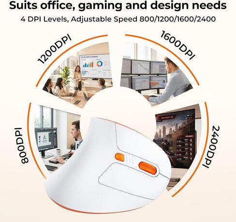 Uineer Ergonomic Vertical Mouse, Tri-Mode Wireless, Rechargeable, 4 DPI in Saudi Arabia