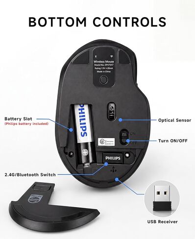 PHILIPS Wireless Mouse for Laptop, Silent Click, 4000 DPI High Precision in Saudi Arabia