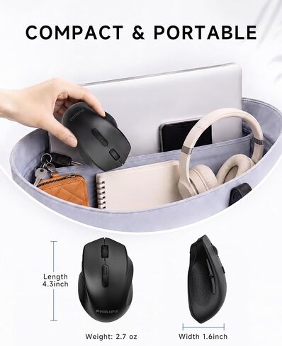 PHILIPS Wireless Mouse for Laptop, Silent Click, 4000 DPI High Precision in Saudi Arabia
