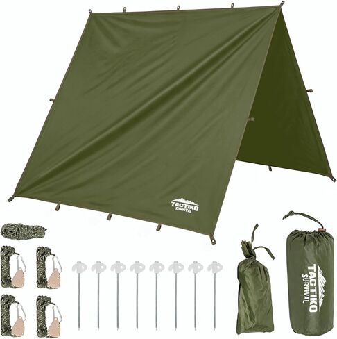 Tactiko Survival 10 x 10 Ft Camping Tarp | Waterproof Shelter for Backpacking & Hiking in Saudi Arabia