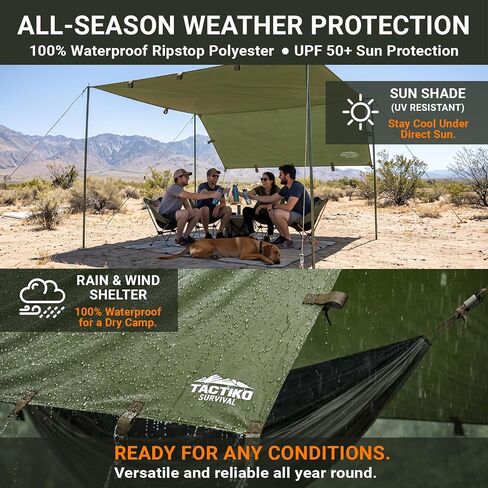 Tactiko Survival 10 x 10 Ft Camping Tarp | Waterproof Shelter for Backpacking & Hiking in Saudi Arabia
