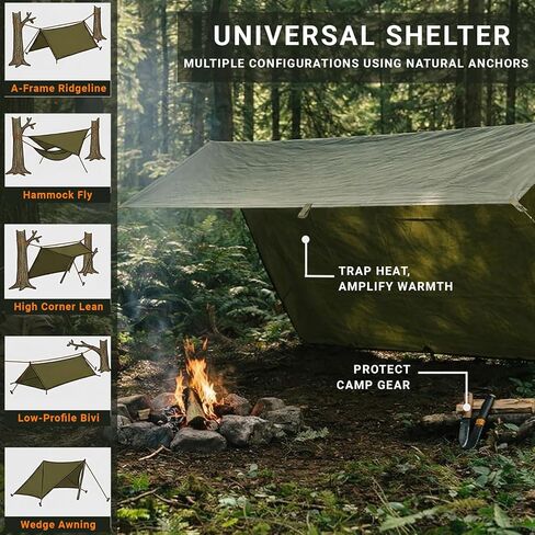 Tactiko Survival 10 x 10 Ft Camping Tarp | Waterproof Shelter for Backpacking & Hiking in Saudi Arabia