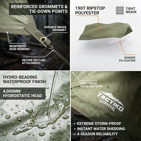 Tactiko Survival 10 x 10 Ft Camping Tarp | Waterproof Shelter for Backpacking & Hiking in Saudi Arabia