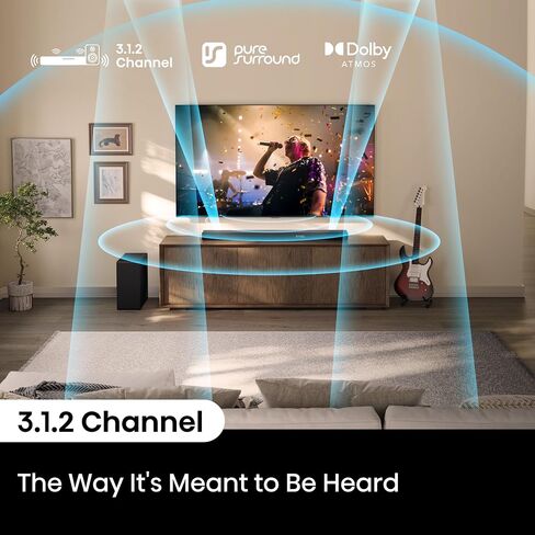 شريط صوت Hisense AX3120Q 3.1.2Ch مع مضخم صوت لاسلكي، Dolby Atmos، DTS:X، Bluetooth 5.3، Roku TV Ready، HDMI/AUX/ARC/Optical/USB، EzPlay 3.0، 7 أوضاع EQ، Hi Concerto (متجدد) in Saudi Arabia