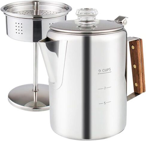 Coffee Percolator 9 Cup with Handle for Camping Stove in Saudi Arabia