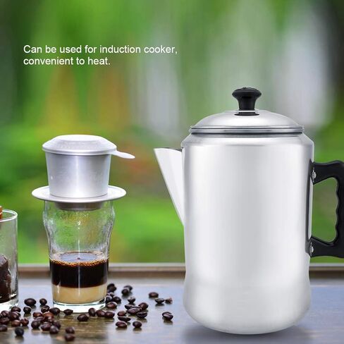Aluminum Alloy Coffee Percolator Pot with Lid Vintage Design for Brewing Coffee and Milk for Home Use 14 * 14 * 24cm in Saudi Arabia