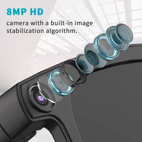 AI Smart Glasses with Camera, 8MP HD Camera Glasses for Men, Women, AI Recording Glasses with Voice Assistant, Open-Ear Audio, Real-Time Translation, Video Recording Sunglasses for Life & Travel in Saudi Arabia