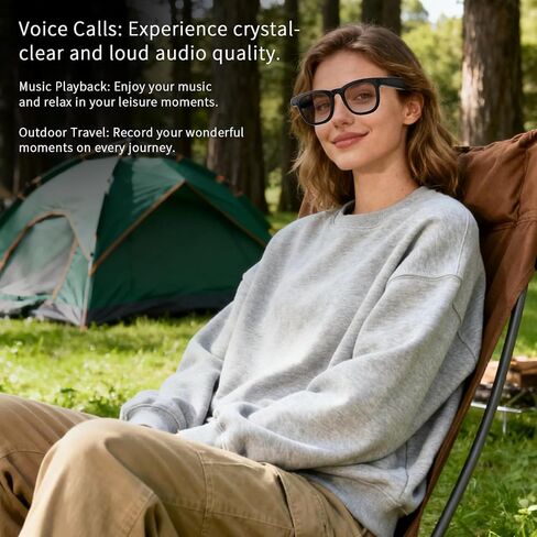 AI Smart Glasses with Camera, 8MP HD Camera Glasses for Men, Women, AI Recording Glasses with Voice Assistant, Open-Ear Audio, Real-Time Translation, Video Recording Sunglasses for Life & Travel in Saudi Arabia