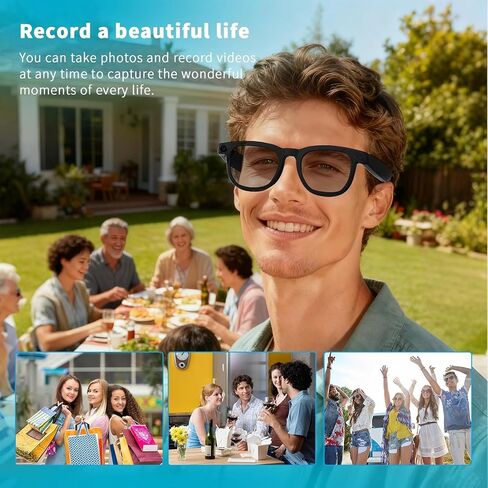 AI Smart Glasses with Camera, 8MP HD Camera Glasses for Men, Women, AI Recording Glasses with Voice Assistant, Open-Ear Audio, Real-Time Translation, Video Recording Sunglasses for Life & Travel in Saudi Arabia