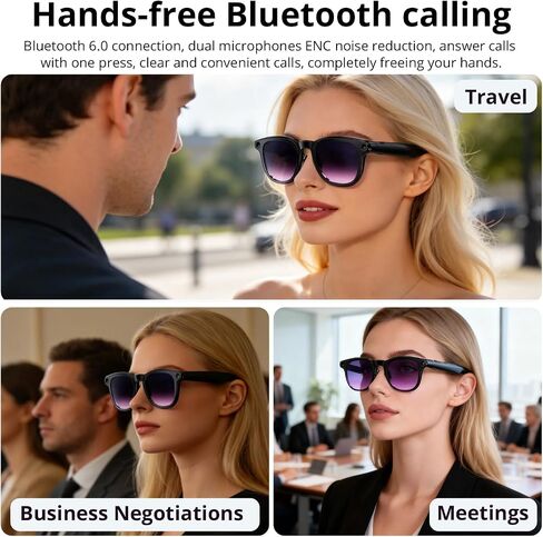 AI Smart Glasses: 8MP stabilized Camera, 30+ Language Real-time Translation, ChatGPT AI, Object Recognition, 300mAh, Type-C, 2 Lenses, BT6.0 Open-Ear Audio. for vlog, Travel & Business. in Saudi Arabia