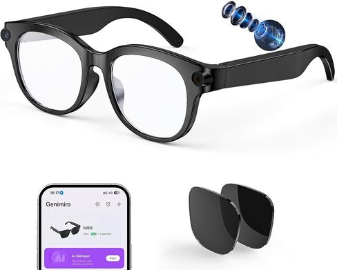 AI Smart Glasses with Camera, HD Bluetooth Camera Glasses with Audio, Video Recording Sunglasses for Women Men, Real Time Translation, Voice Assistant, Open Earbuds for Travel, Work Vlog in Saudi Arabia