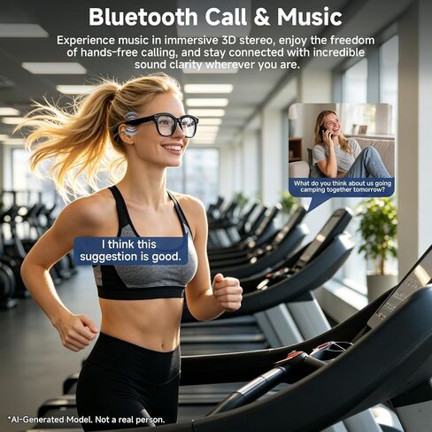 AI Smart Glasses with Camera, HD Bluetooth Camera Glasses with Audio, Video Recording Sunglasses for Women Men, Real Time Translation, Voice Assistant, Open Earbuds for Travel, Work Vlog in Saudi Arabia