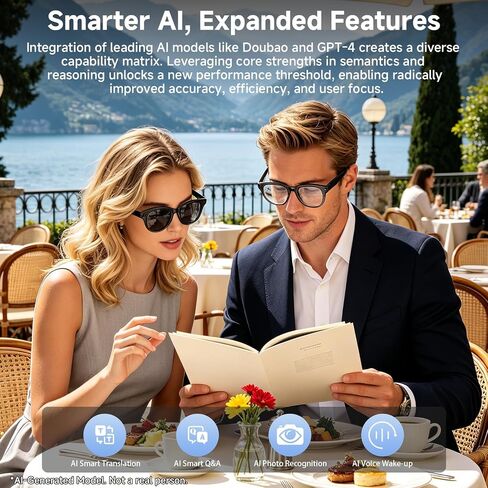 AI Smart Glasses with Camera, HD Bluetooth Camera Glasses with Audio, Video Recording Sunglasses for Women Men, Real Time Translation, Voice Assistant, Open Earbuds for Travel, Work Vlog in Saudi Arabia
