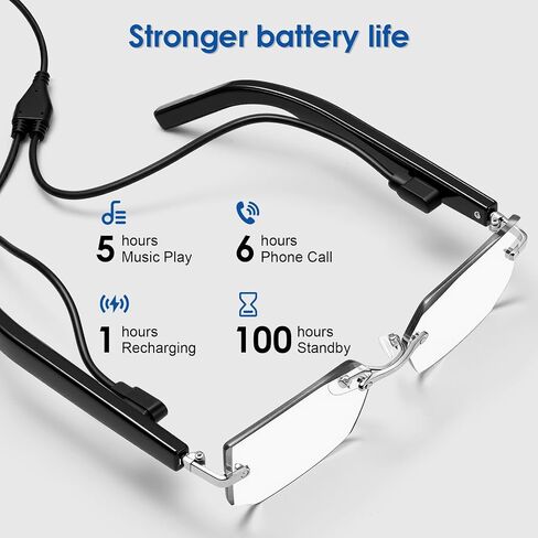 Bluetooth Audio Smart Glasses, Blue Light Glasses for Women Men, Open Ear Sound Mic & Speakers, Magnetic Charging, Color-Changing Polarized Sunglasses Lenses, Voice Assistant (Change) in Saudi Arabia