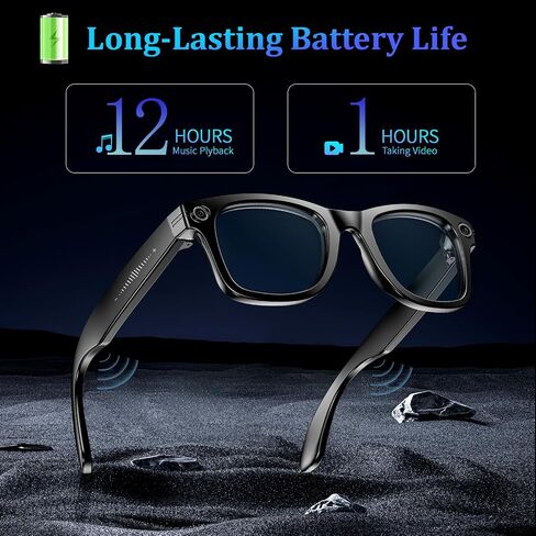 AI Smart Glasses with 8MP Camera, 1080P Video & HD Photo, Bluetooth Audio, AI Voice Assistant, Real-Time Translation, Object Recognition, Noise-Cancel Calls, Photochromic +2 Sunglasses Lenses in Kuwait