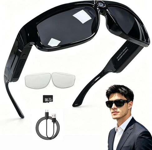 Smart Glasses with Camera Bluetooth Ai Recording Sunglasses for men women | Camera Glasses Video Recording 156 Languages Free Translation wearable tech safety glasses with speakers for Meeting,Travel in Kuwait