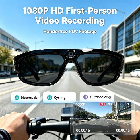 Smart Glasses with Camera Bluetooth Ai Recording Sunglasses for men women | Camera Glasses Video Recording 156 Languages Free Translation wearable tech safety glasses with speakers for Meeting,Travel in Kuwait