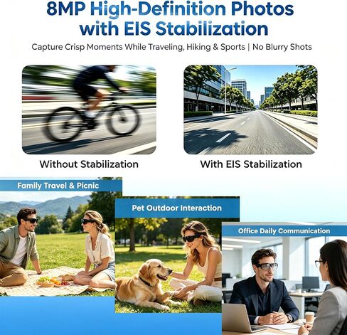 Smart Glasses with Camera Bluetooth Ai Recording Sunglasses for men women | Camera Glasses Video Recording 156 Languages Free Translation wearable tech safety glasses with speakers for Meeting,Travel in Kuwait