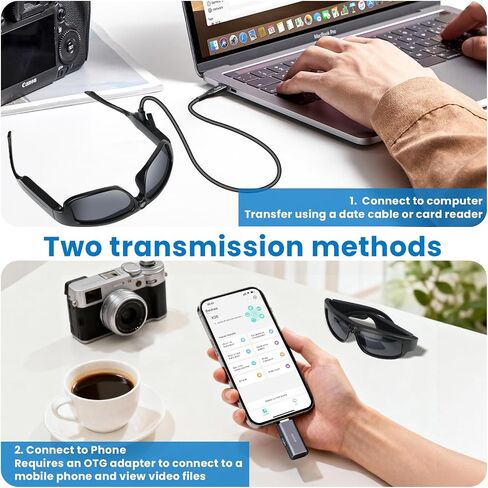 Smart Glasses with Camera Bluetooth Ai Recording Sunglasses for men women | Camera Glasses Video Recording 156 Languages Free Translation wearable tech safety glasses with speakers for Meeting,Travel in Kuwait