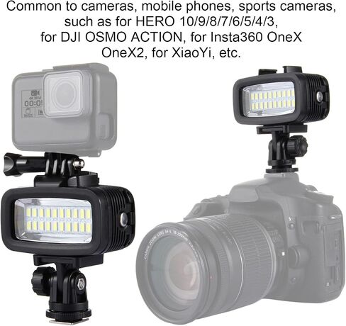 Rosvola Underwater LED Light, IPX8 40m Deep Dive 700LM High Brightness Light, Flicker Lighting for OSMO Action OneX2, 247g (Black) in Saudi Arabia