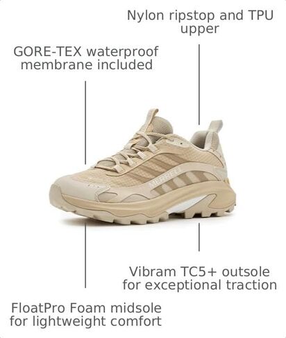 حذاء المشي لمسافات طويلة Moab Speed ​​2 Gore-Tex للنساء من Merrell، كاكي، 7 in Saudi Arabia