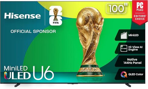 Hisense 65" Class U6 Series Mini-LED 4K UHD Smart Fire TV (65U65QF, 2025 Model) - QLED, Native 144Hz, HDR10+, Dolby Vision IQ, Dolby Atmos, Game Mode Pro, ALLM, Alexa Built in, Black in Saudi Arabia