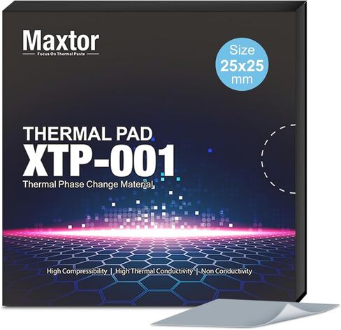 وسادة حرارية لوحدة المعالجة المركزية Maxtor XTP-001(25x25x0.25 مم) متغيرة الطور، مادة تغيير الطور عالية الأداء 22.5 وات/mK لوحدة المعالجة المركزية GPU PS5 Steam Deck SSD للكمبيوتر المحمول in Saudi Arabia