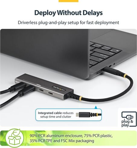 موزع StarTech ذو 4 منافذ USB-C بسرعة 10 جيجابت في الثانية مع شحن PD بقوة 100 وات (309B-USBC-HUB) in Saudi Arabia