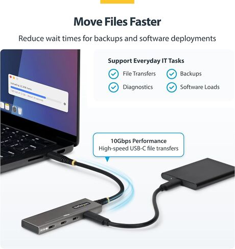 موزع StarTech ذو 4 منافذ USB-C بسرعة 10 جيجابت في الثانية مع شحن PD بقوة 100 وات (309B-USBC-HUB) in Saudi Arabia