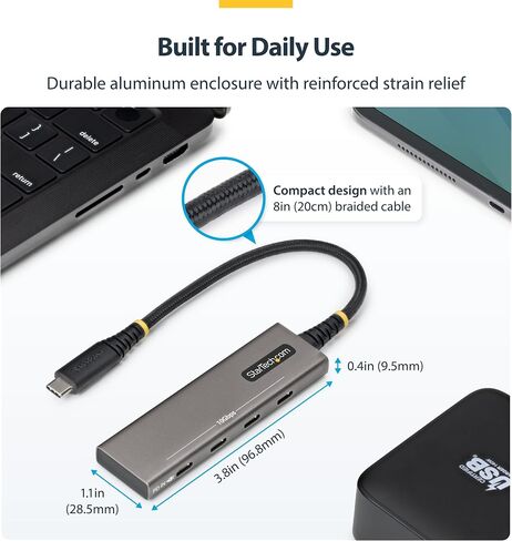 موزع StarTech ذو 4 منافذ USB-C بسرعة 10 جيجابت في الثانية مع شحن PD بقوة 100 وات (309B-USBC-HUB) in Saudi Arabia