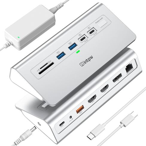 محطة إرساء 3 شاشات، محطة إرساء intpw 13 في 1 USB C مع 8K DP + 2 HDMI 4K@60 هرتز، 10 جيجابت في الثانية USB A/C، 2 PD 45W، RJ45، SD/TF، ​​صوت، محول 65 واط + كابل 4FT، محطة إرساء كمبيوتر محمول لأجهزة Mac/Dell/HP in Saudi Arabia