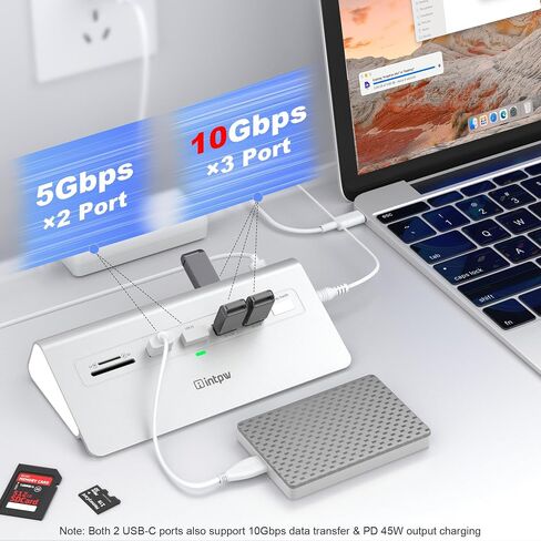 محطة إرساء 3 شاشات، محطة إرساء intpw 13 في 1 USB C مع 8K DP + 2 HDMI 4K@60 هرتز، 10 جيجابت في الثانية USB A/C، 2 PD 45W، RJ45، SD/TF، ​​صوت، محول 65 واط + كابل 4FT، محطة إرساء كمبيوتر محمول لأجهزة Mac/Dell/HP in Saudi Arabia