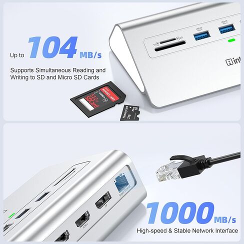 محطة إرساء 3 شاشات، محطة إرساء intpw 13 في 1 USB C مع 8K DP + 2 HDMI 4K@60 هرتز، 10 جيجابت في الثانية USB A/C، 2 PD 45W، RJ45، SD/TF، ​​صوت، محول 65 واط + كابل 4FT، محطة إرساء كمبيوتر محمول لأجهزة Mac/Dell/HP in Saudi Arabia