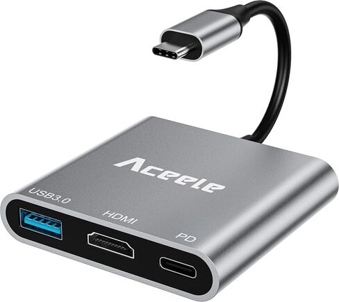 محول USB C إلى HDMI مزدوج 4K@60 هرتز، محول AV رقمي 4 في 1 من النوع C مع شحن سريع 100 وات PD ومنفذ USB-A، محور USB-C لأجهزة iPhone/MacBook Pro Air/iPad/Chromebook/Surface/Samsung والمزيد in Saudi Arabia